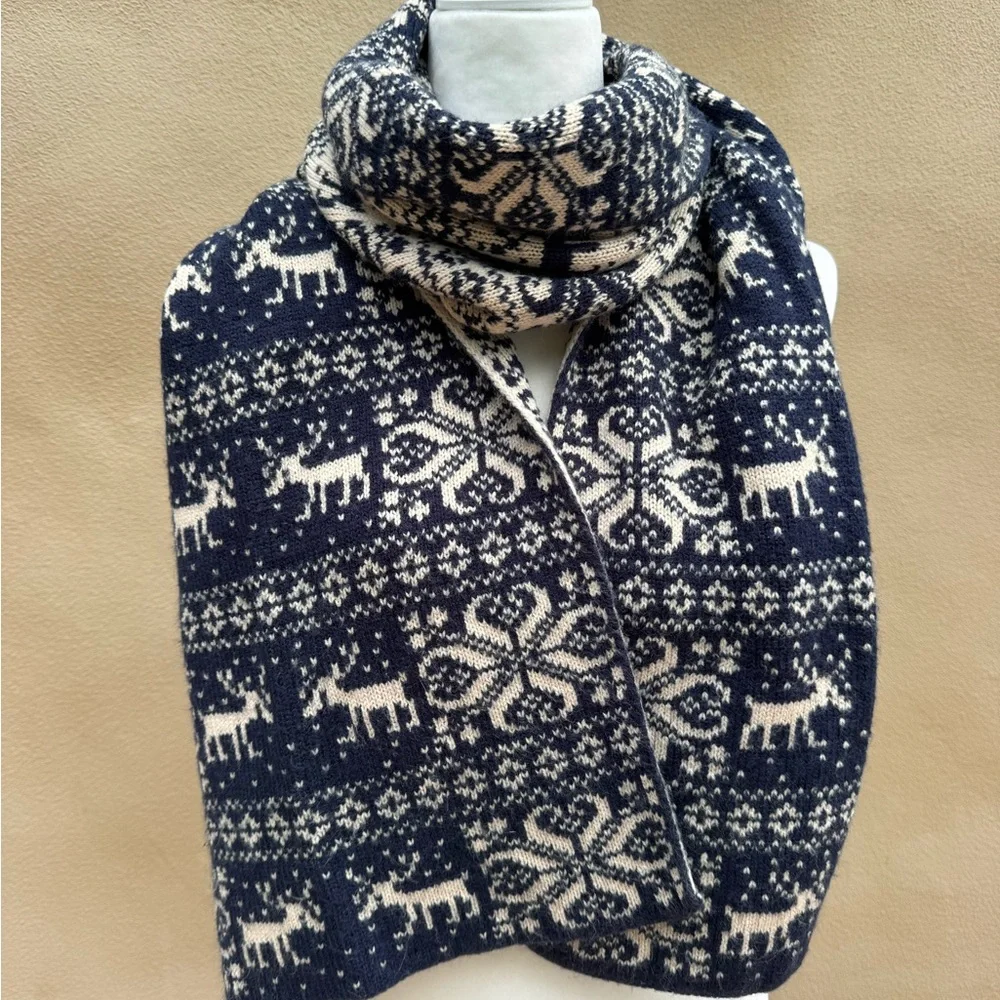 FAIR ISLE CHUNKY knitted reversible large scarf STUNNING!mint cond price firm